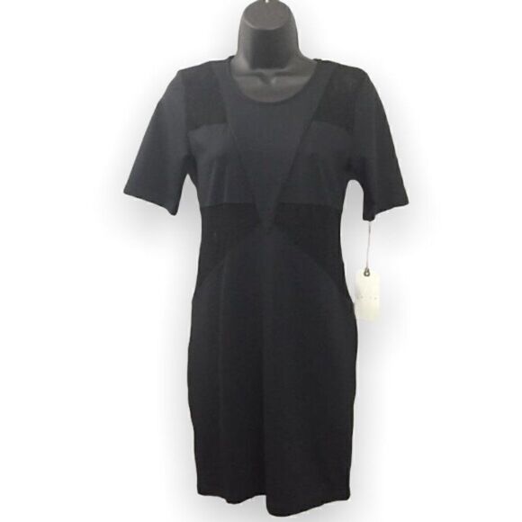 Leith Sexy Little Black Dress with Lace Panel Cutouts - Picture 9 of 9